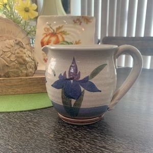 Beautiful Iris artisan pottery pitcher